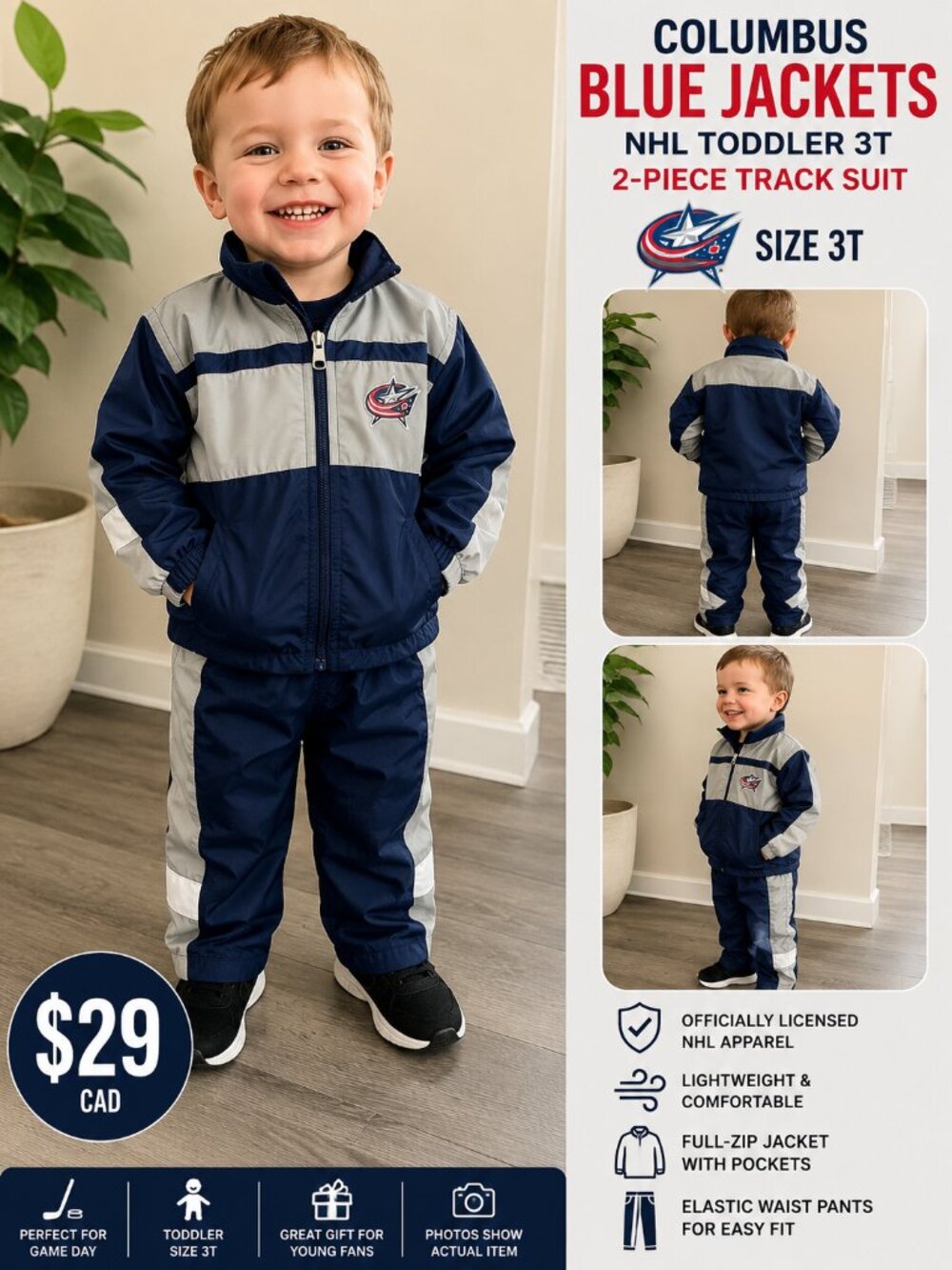 Columbus Blue Jackets NHL Toddler 3T 2-Piece Track Suit